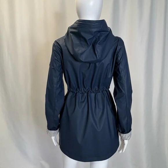 Hollister Hooded Coated Raincoat Womens Size XS Navy Cargo Pocket Anorak Shell - Picture 5 of 12